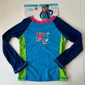 Sun Smart Swim Tee Rash Guard Kids Size Large 4-6 Years UPF 50+